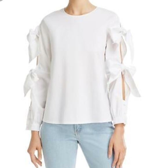 Alpha Omega Bow Sleeve tie top blouse - Picture 1 of 5